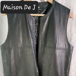 Maison vegan leather knee length vest womens size medium western wear